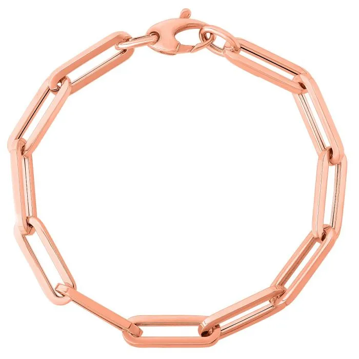 14K Rose Gold 6.1mm Paperclip Bracelet - 7.5