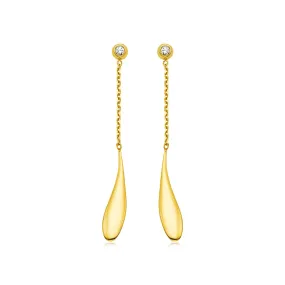 14k Yellow Gold Teardrop Earrings with Diamonds-rx63970