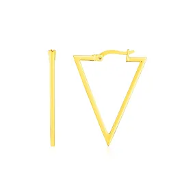 14K Yellow Gold Triangle Hoop Earrings-rx56822