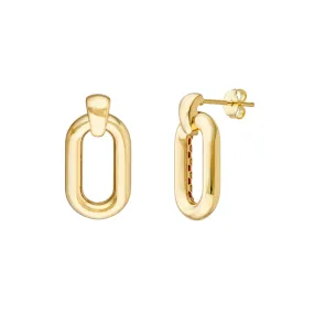 14kt Gold Oval Door Knocker Hoop Earrings