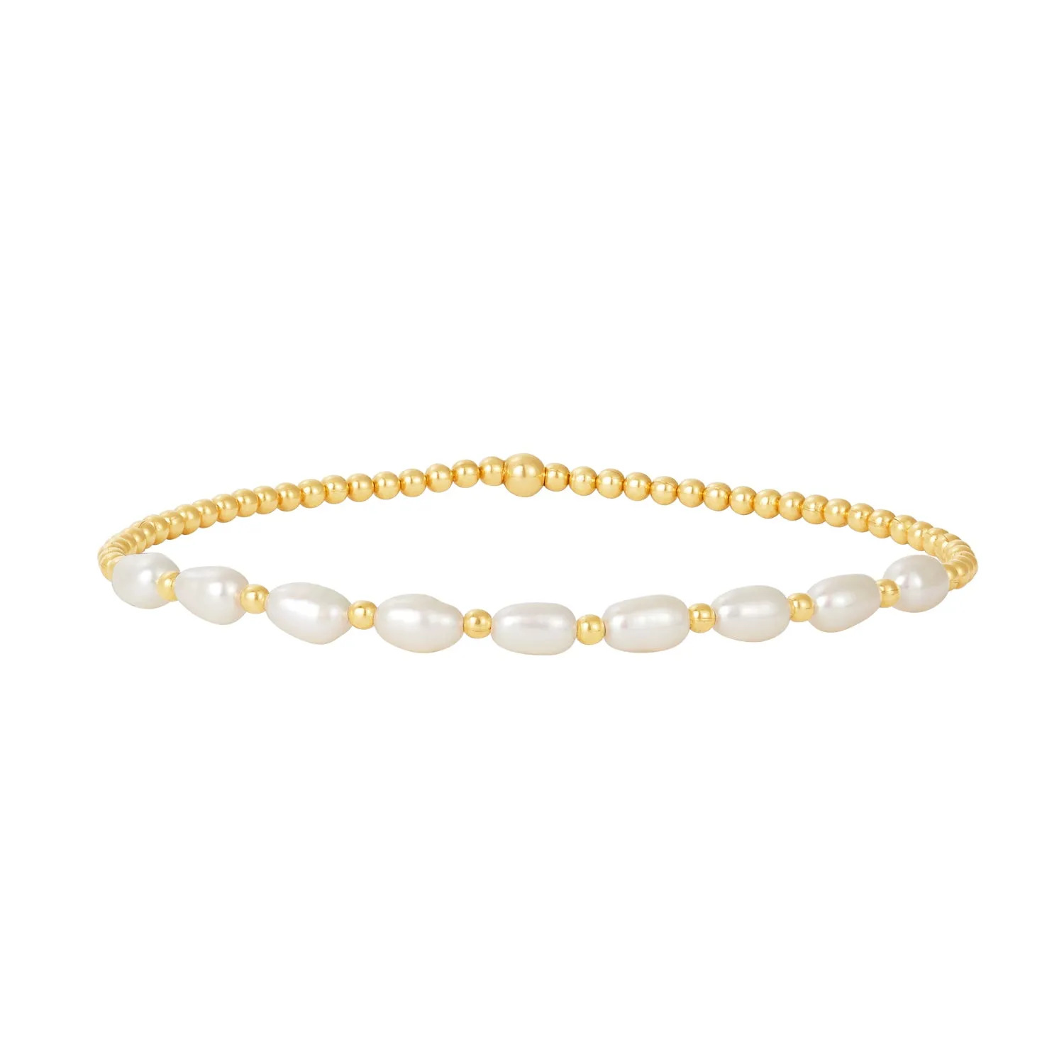 2MM Signature Bracelet with Rice Pearl Gold Pattern