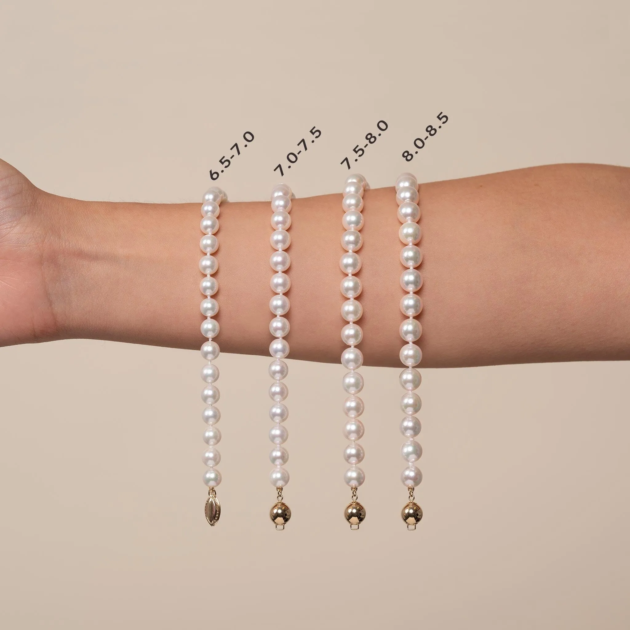 7.5-8.0 mm White Akoya AA+ Pearl Bracelet