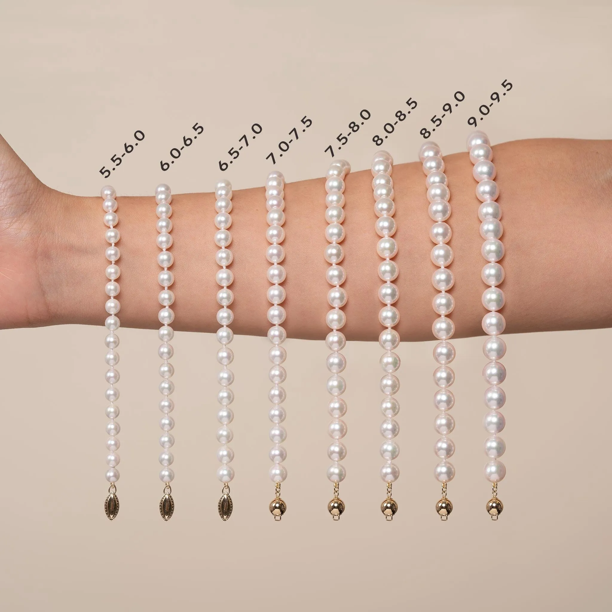 7.5-8.0 mm White Akoya AA+ Pearl Bracelet