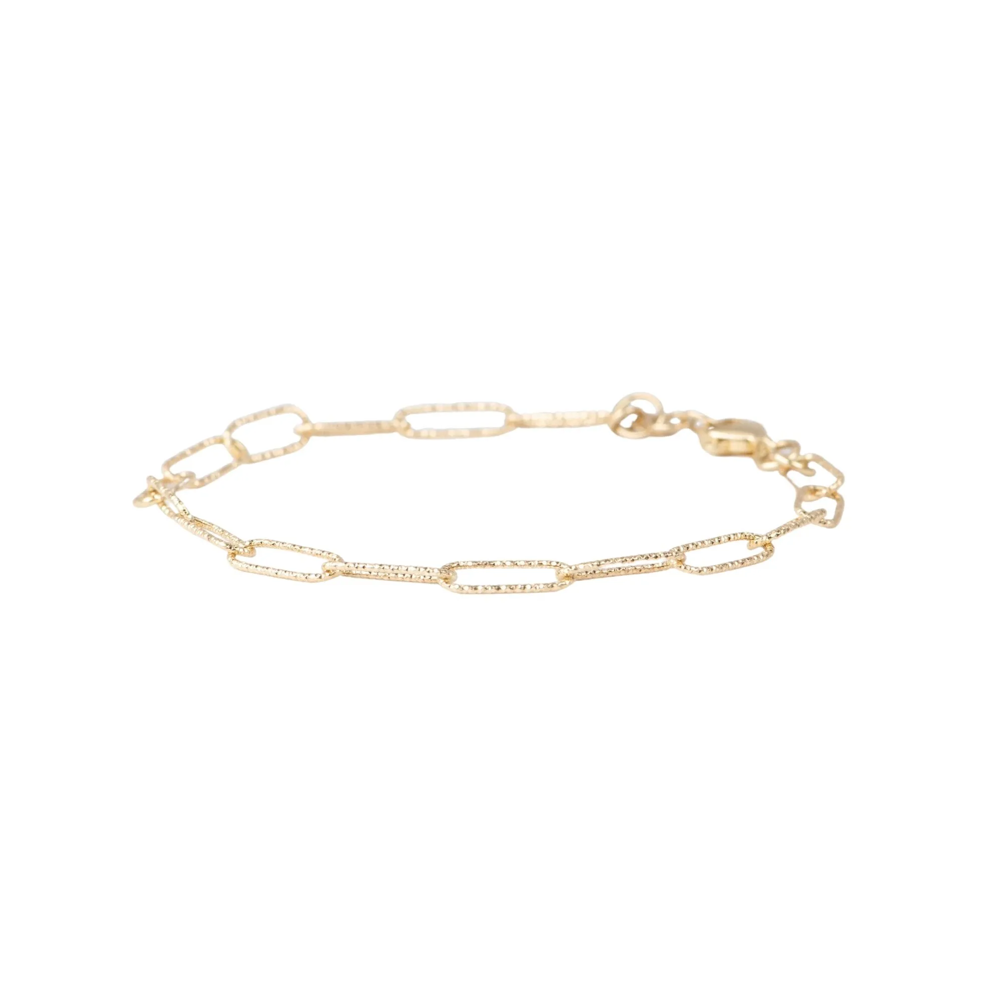 7.5 Diamond Cut Paperclip Link Bracelet 14K Gold R2084