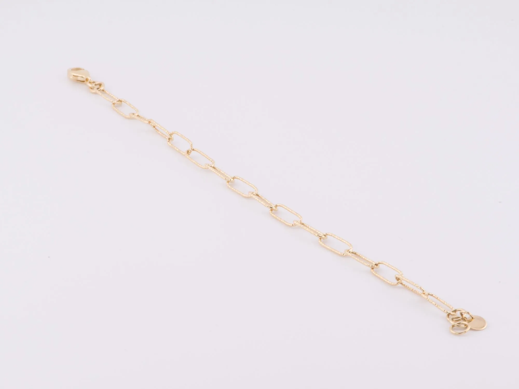 7.5 Diamond Cut Paperclip Link Bracelet 14K Gold R2084