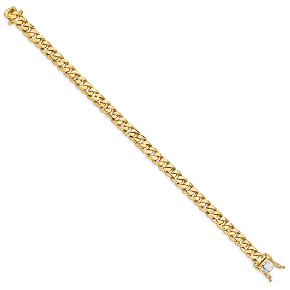 7mm 14K Yellow Gold Solid Miami Cuban (Curb) Chain Bracelet, 8.25 Inch