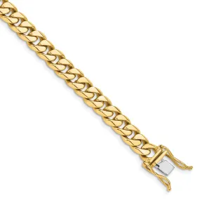 7mm 14K Yellow Gold Solid Miami Cuban (Curb) Chain Bracelet, 8.25 Inch