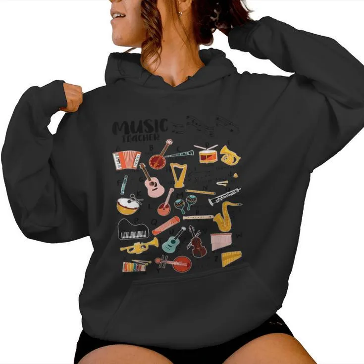 Abc Music Types Identification Music Teacher Alphabet Women Hoodie