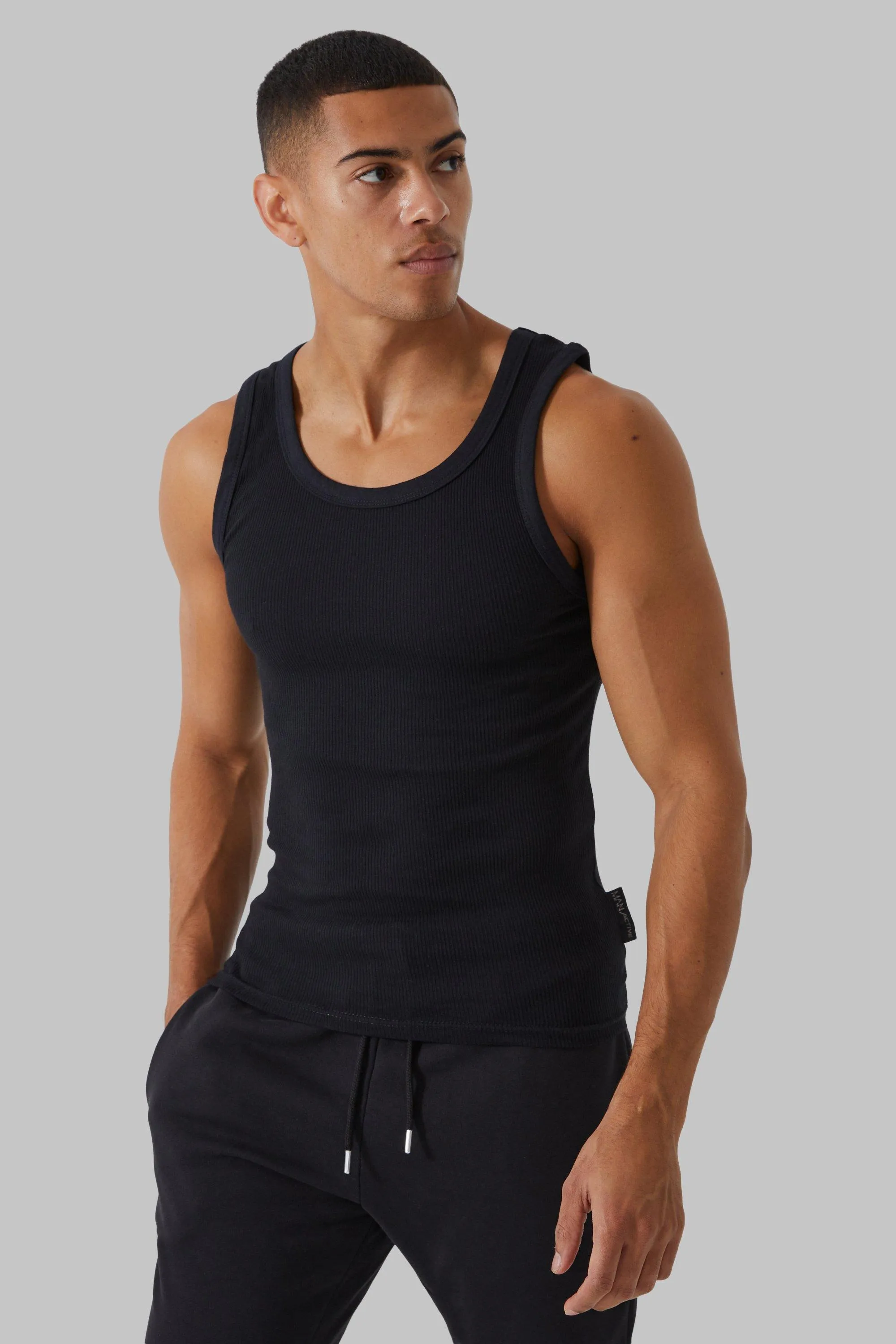 Active Ribbed Muscle Tank Top