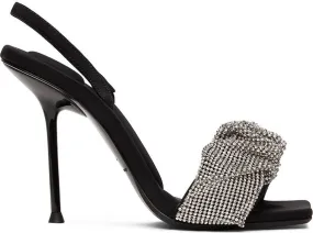 Alexander Wang Black Crystal Scrunchie Julie Heeled Sandals