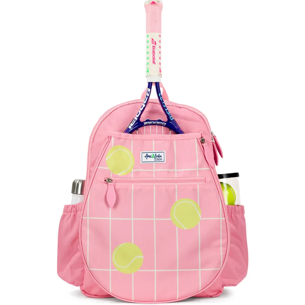 Ame & Lulu Big Love Tennis Backpack, Coral Tennis Grid