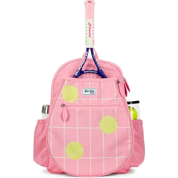 Ame & Lulu Big Love Tennis Backpack, Coral Tennis Grid