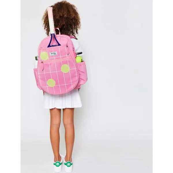 Ame & Lulu Big Love Tennis Backpack, Coral Tennis Grid