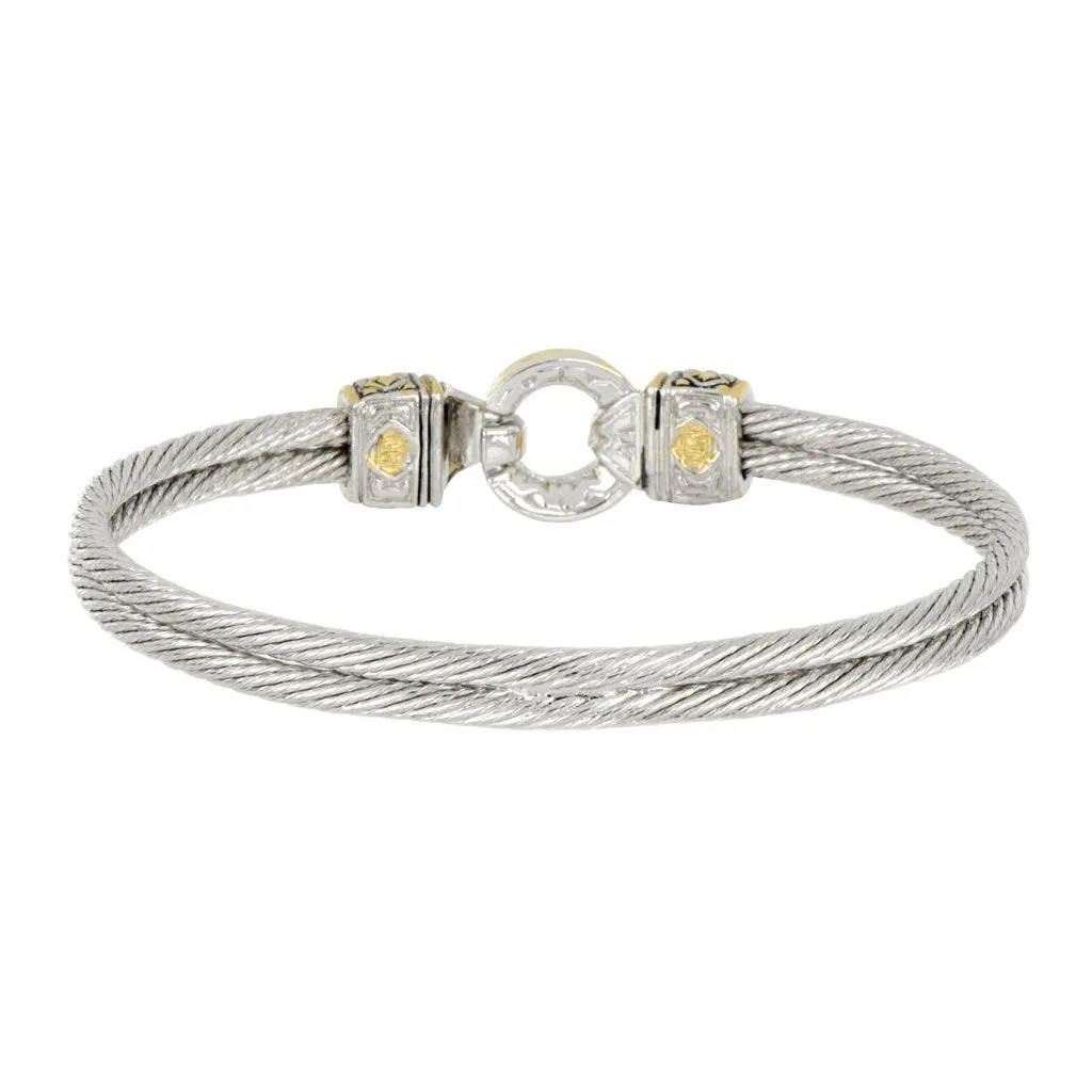 Antiqua Pave Circle Double Wire Bracelet