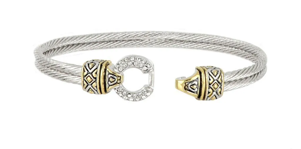 Antiqua Pave Circle Double Wire Bracelet