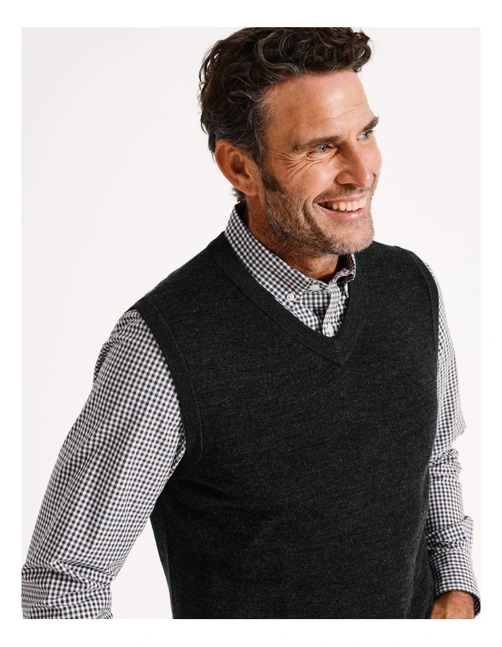 Australian Merino Vest Knit in Charcoal