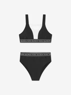 Balmain Girls Logo Bikini in Black