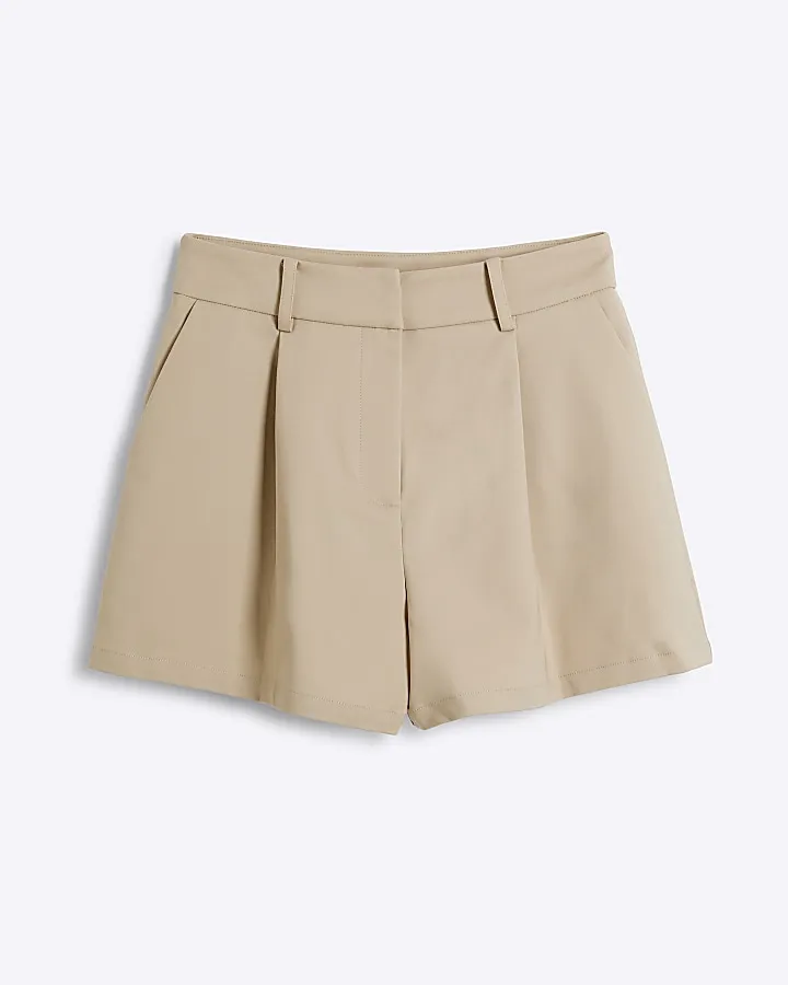 Beige Cotton Tailored Short