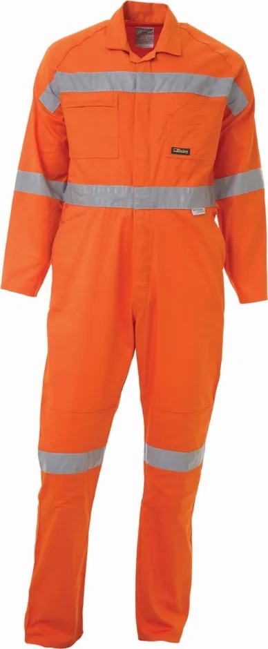 Bisley Workwear BC6718TW Hi Visibility Long Sleeve Coveralls - Drill - Cotton - Reflective Tape - Orange - 77R