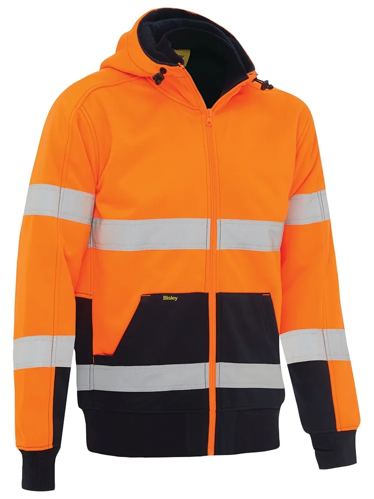 Bisley Workwear BK6988T_TT05 Hoodie - With Sherpa Lining - Taped - Hi-Vis - Full Zip - Fleece - Orange/Navy - XS