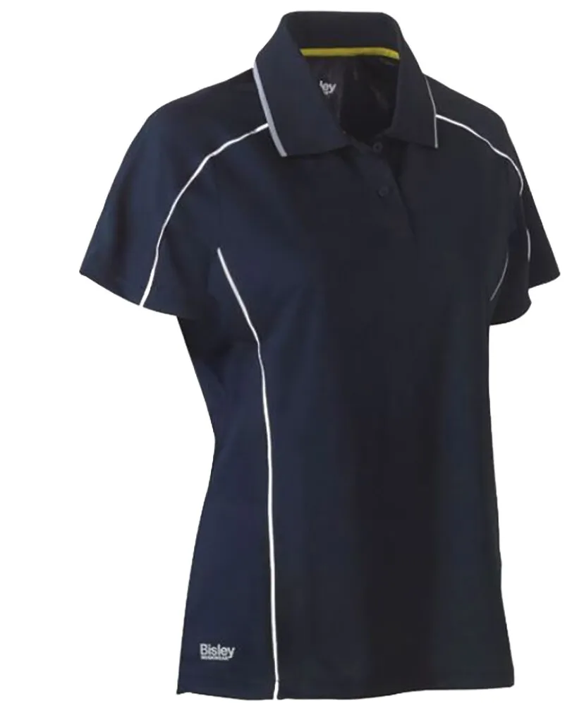 Bisley Workwear BKL1425_BPCT Womens Short Sleeve Cool Mesh Polo Shirt with REF Piping - 100% Polyester - Navy - 6