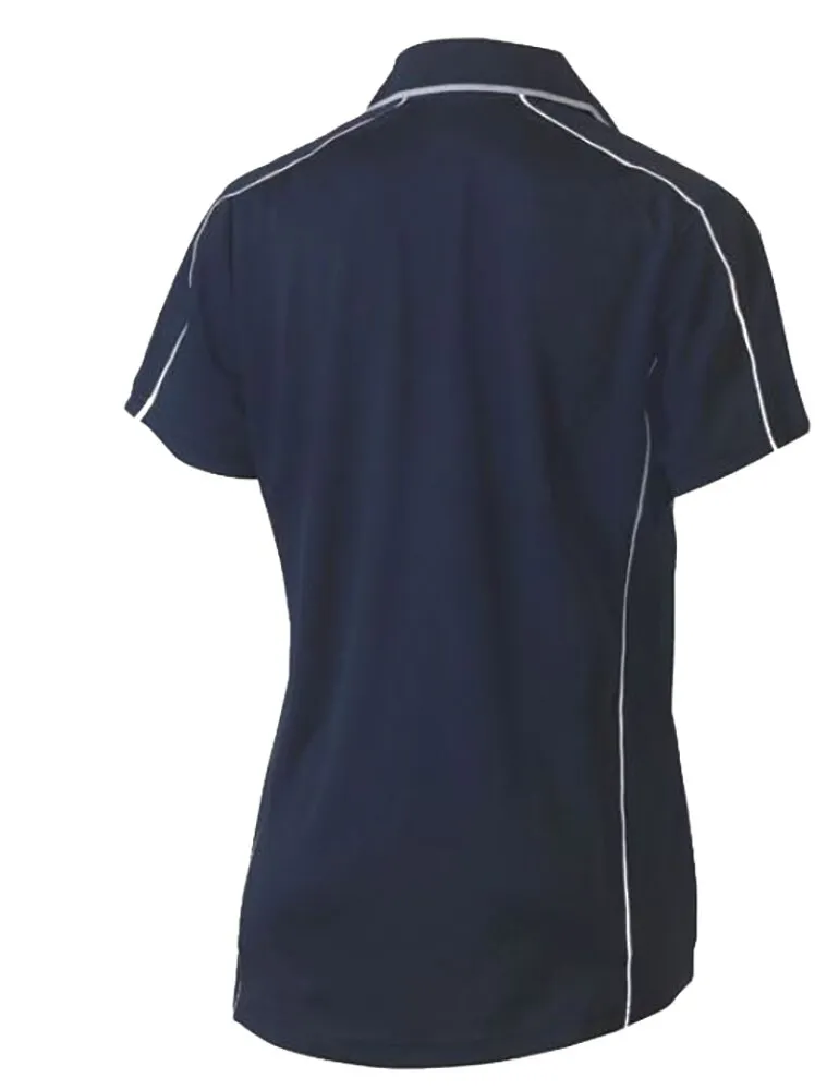 Bisley Workwear BKL1425_BPCT Womens Short Sleeve Cool Mesh Polo Shirt with REF Piping - 100% Polyester - Navy - 6