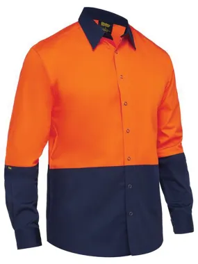 Bisley Workwear BS6442 Shirt - Food - Long Sleeve - Two Tone - Hi-Visibility - Orange/Navy - XS