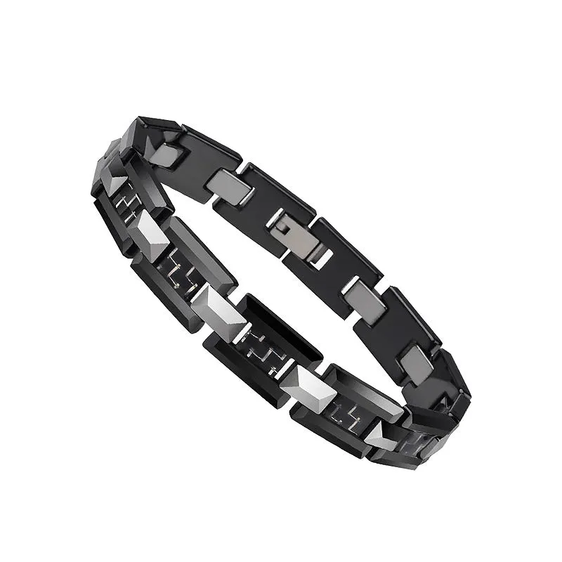 Black Ceramic and Tungsten Link Bracelet