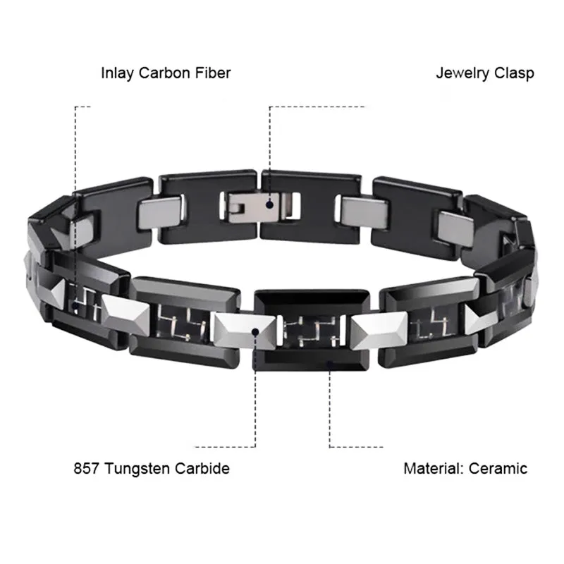 Black Ceramic and Tungsten Link Bracelet