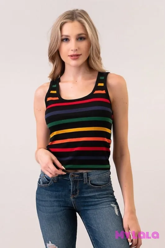 Black Multi Stripe Tank