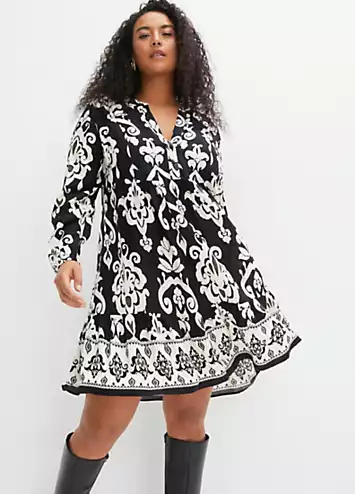 bonprix Long Sleeve Printed Tunic Dress