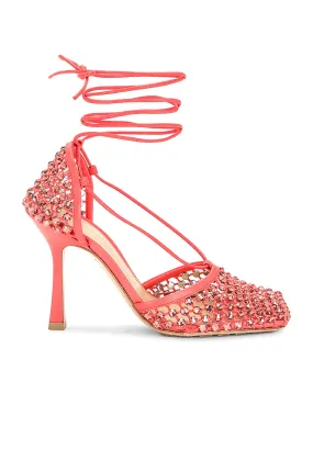 Bottega Veneta Web Sparkle Stretch Lace Up Sandals