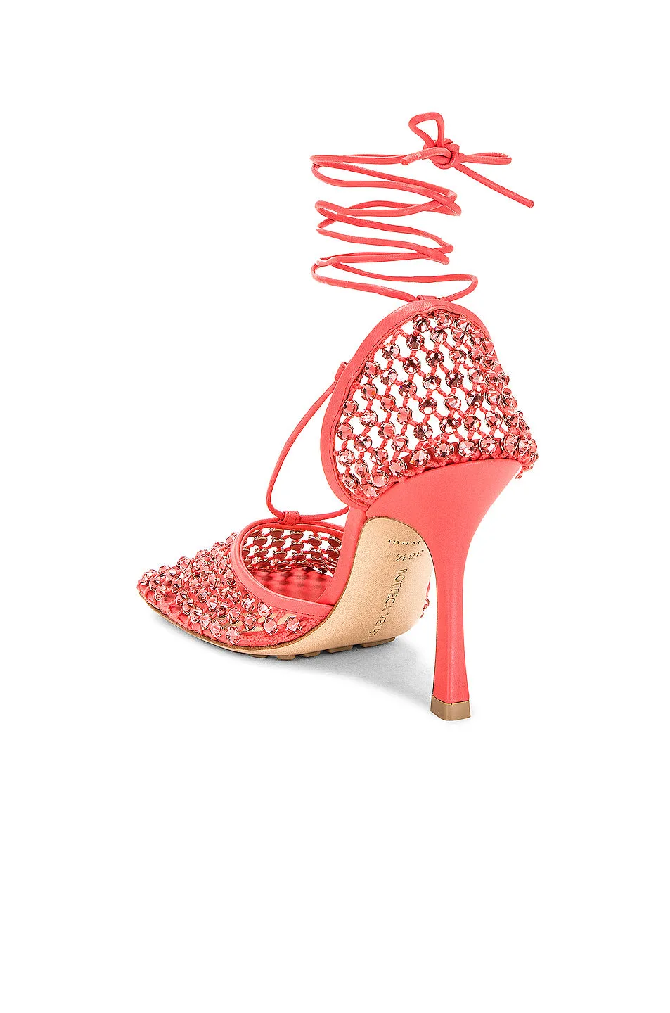 Bottega Veneta Web Sparkle Stretch Lace Up Sandals