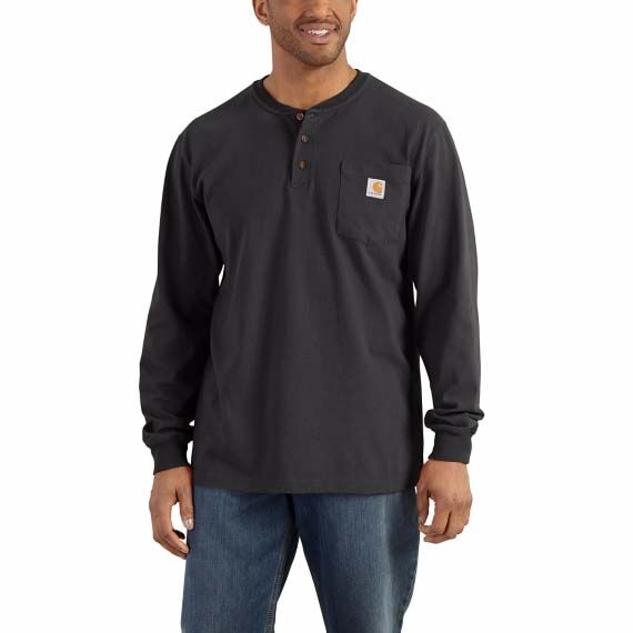 Carhartt Men's Workwear Pocket Long Sleeve Henley in Black