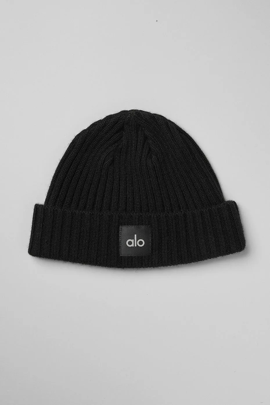 Cashmere Blend Rib Beanie - Black