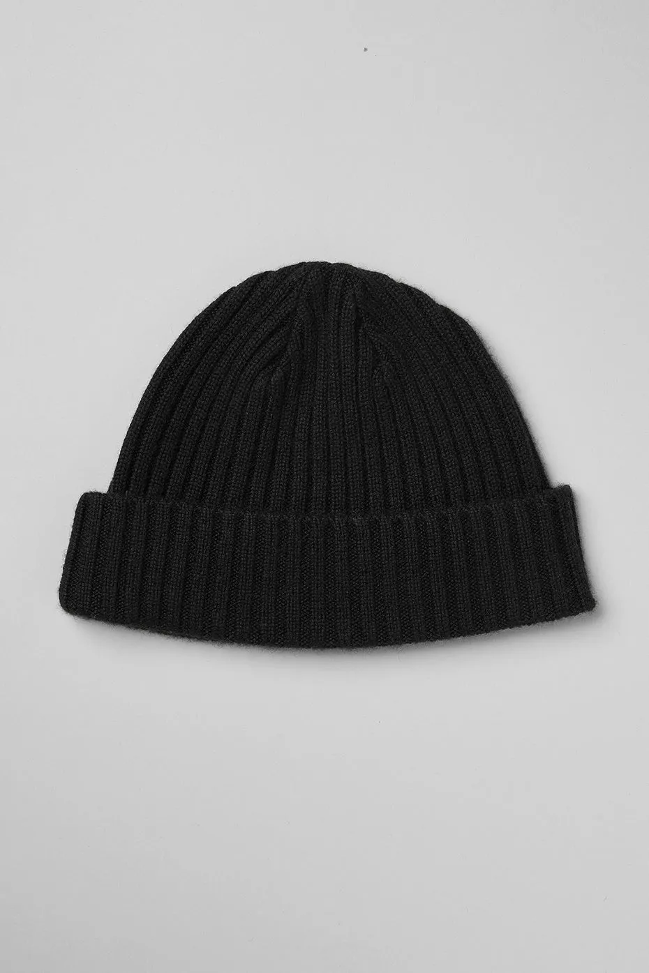 Cashmere Blend Rib Beanie - Black