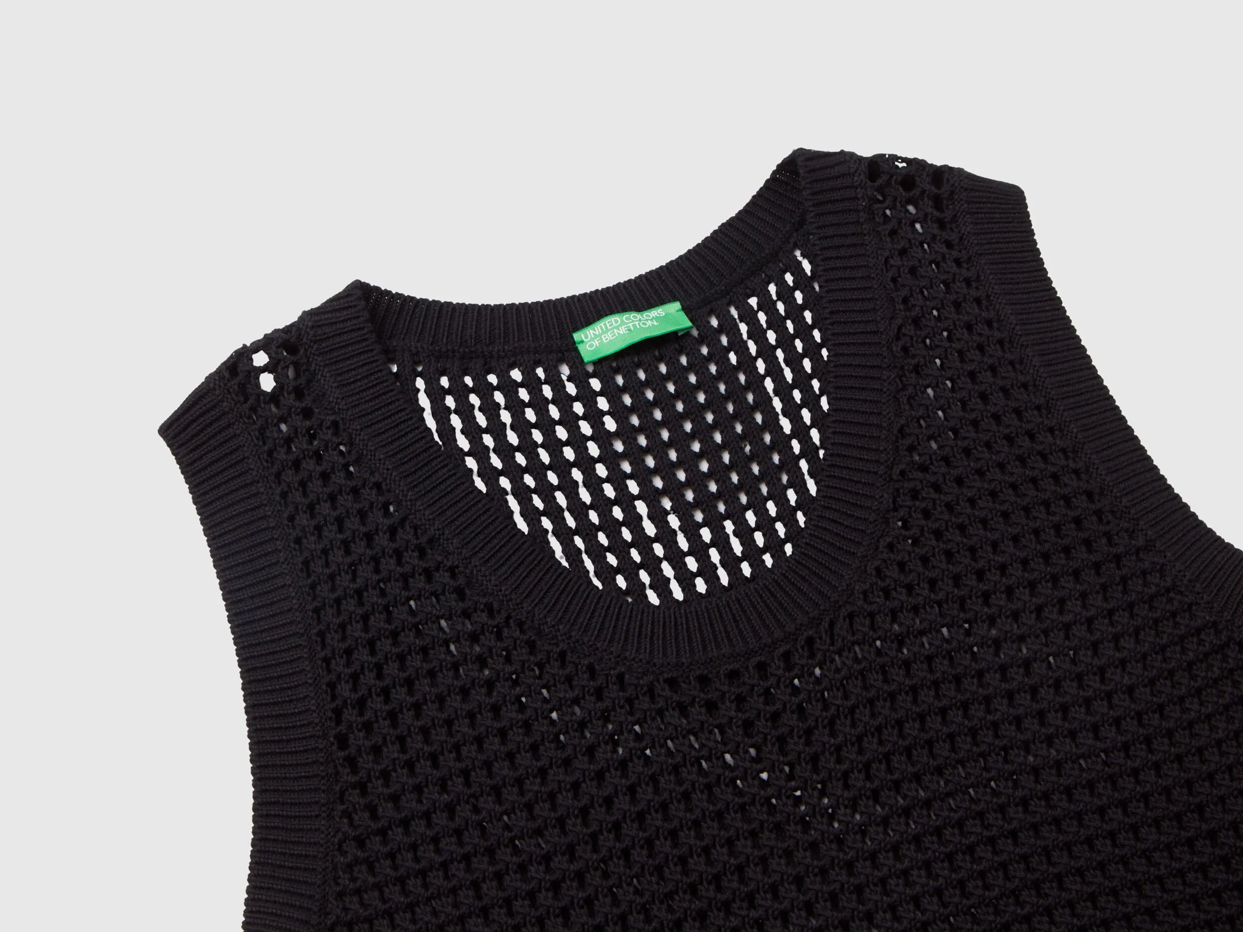 Crochet tank top - Black | Benetton