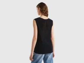 Crochet tank top - Black | Benetton