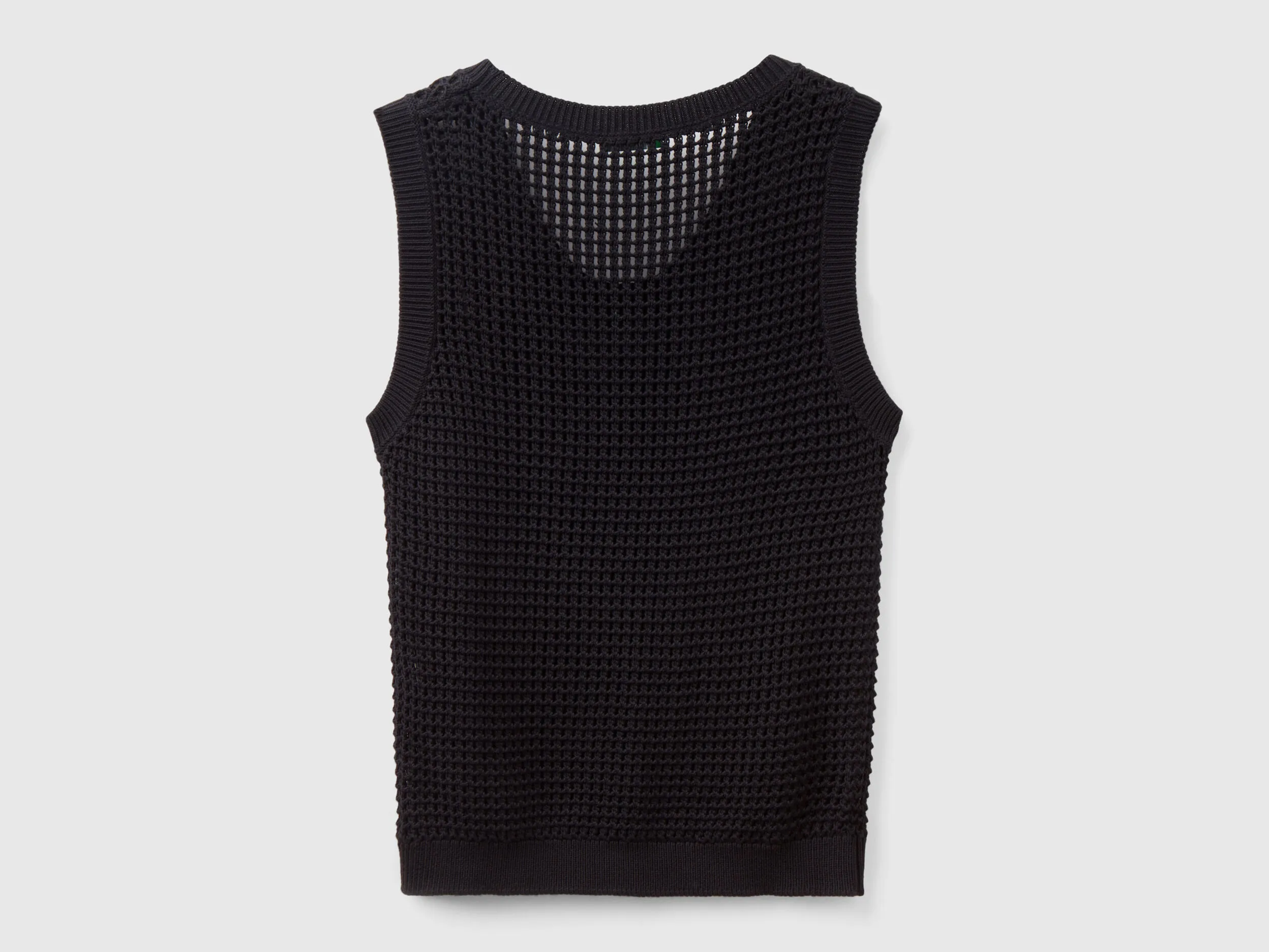 Crochet tank top - Black | Benetton