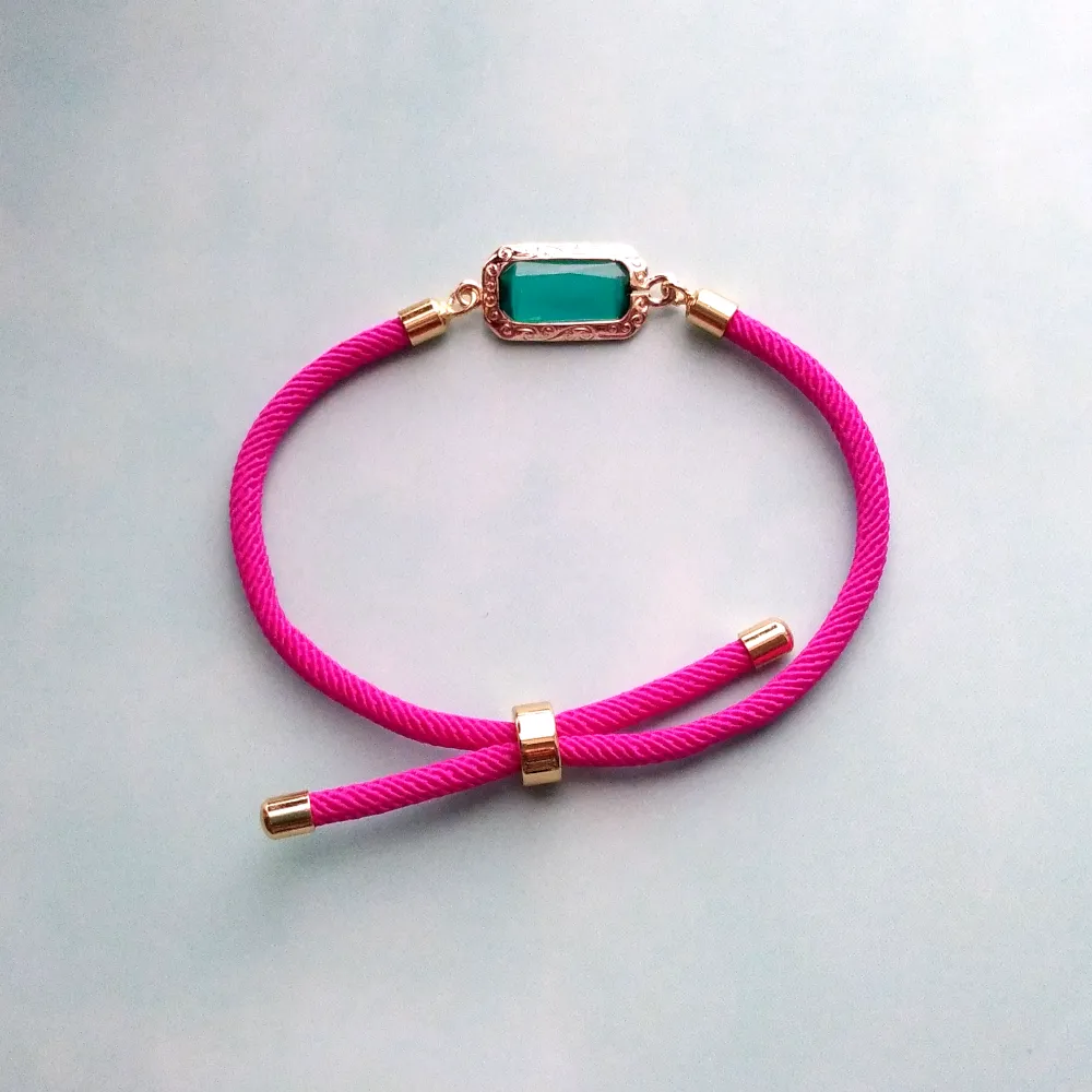 Dani Framed Glass Jewel Corded Slider Bracelet