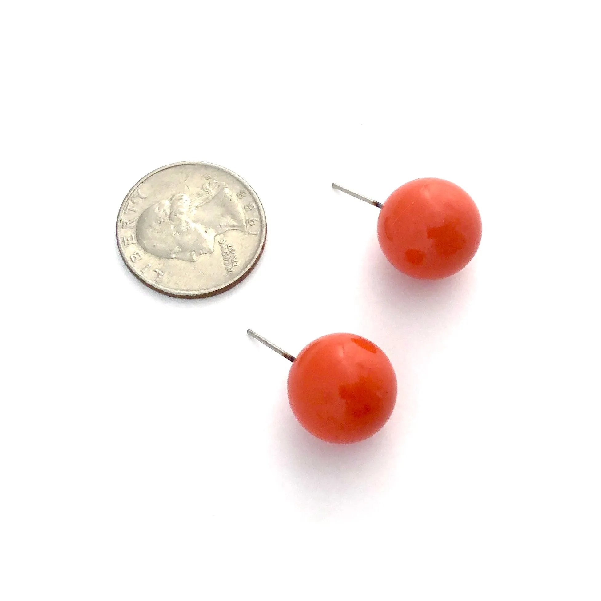 Dark Orange Jumbo Ball Stud Earrings