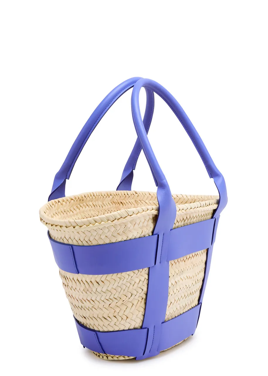 DEMELLIER Santorini leather and raffia basket bag  -                         -                     -                