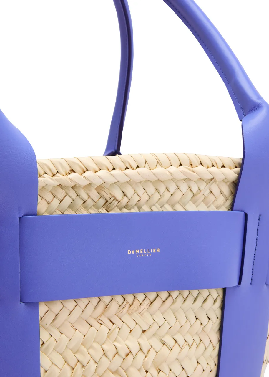 DEMELLIER Santorini leather and raffia basket bag  -                         -                     -                