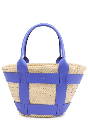 DEMELLIER Santorini leather and raffia basket bag  -                         -                     -                