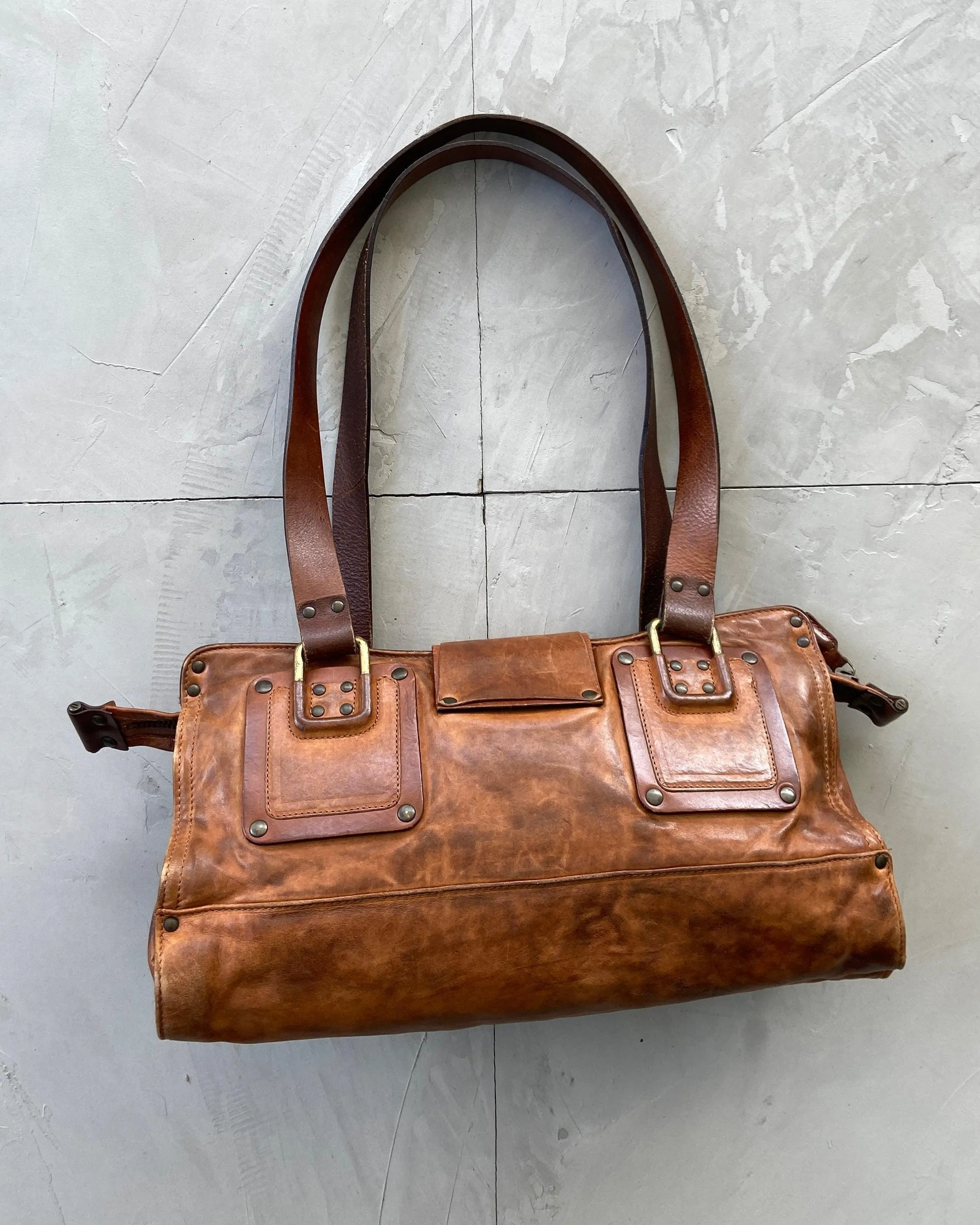 DIESEL 2000'S BROWN LEATHER SHOULDER BAG