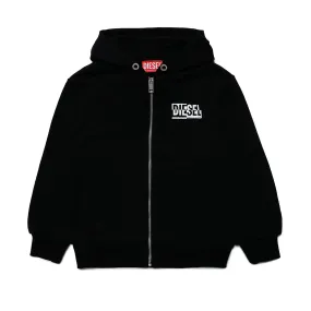 Diesel Black Spone Hoodie Sweatshirt With White Logos