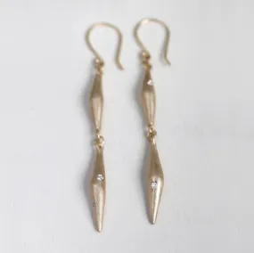 Double Sculpted Pod Diamond Dangle Earrings