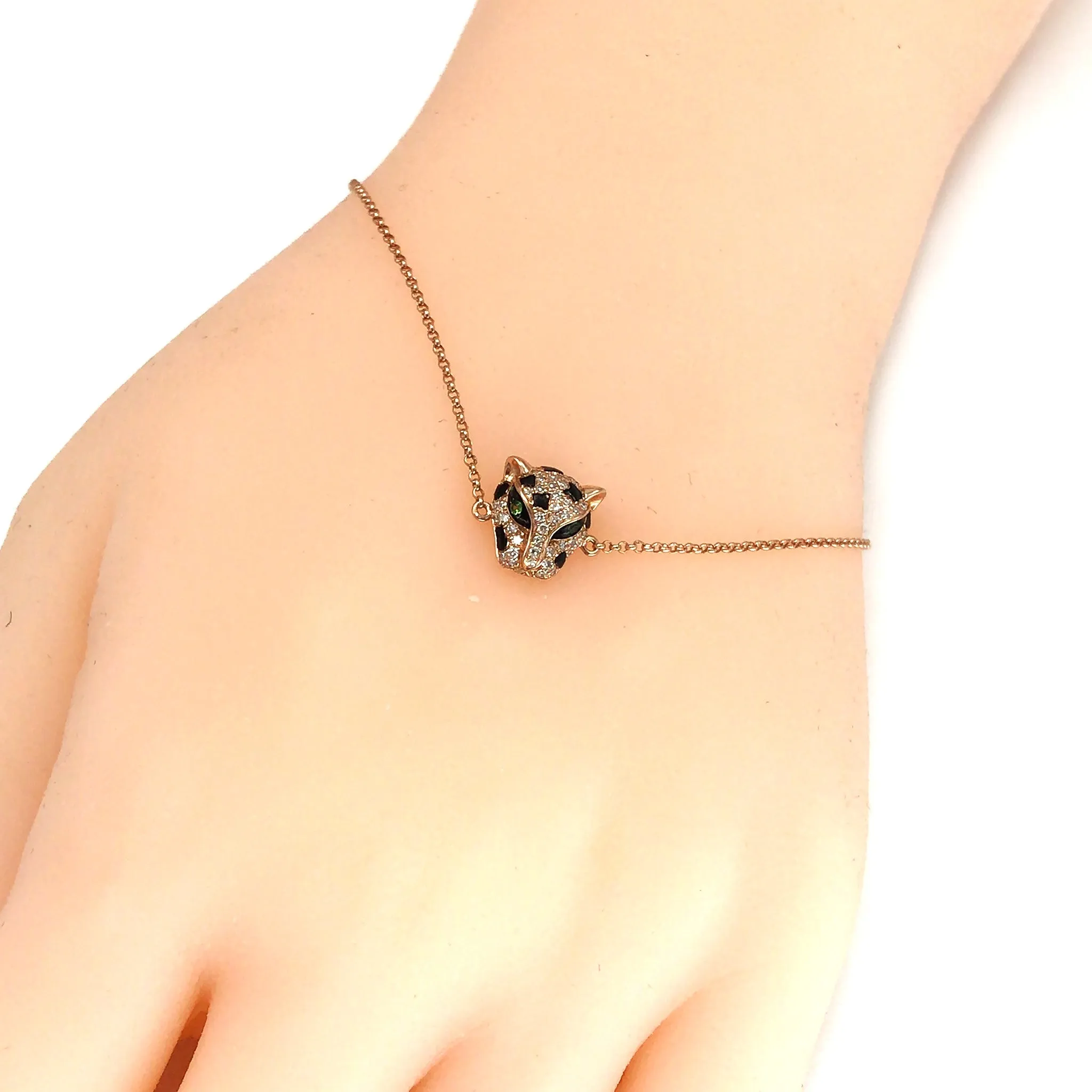 EFFY Tsavorite Panther Bracelet in 14k Rose Gold