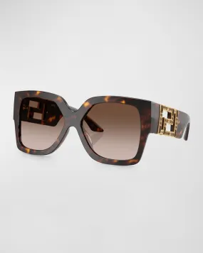 Embellished Greca Rectangle Sunglasses