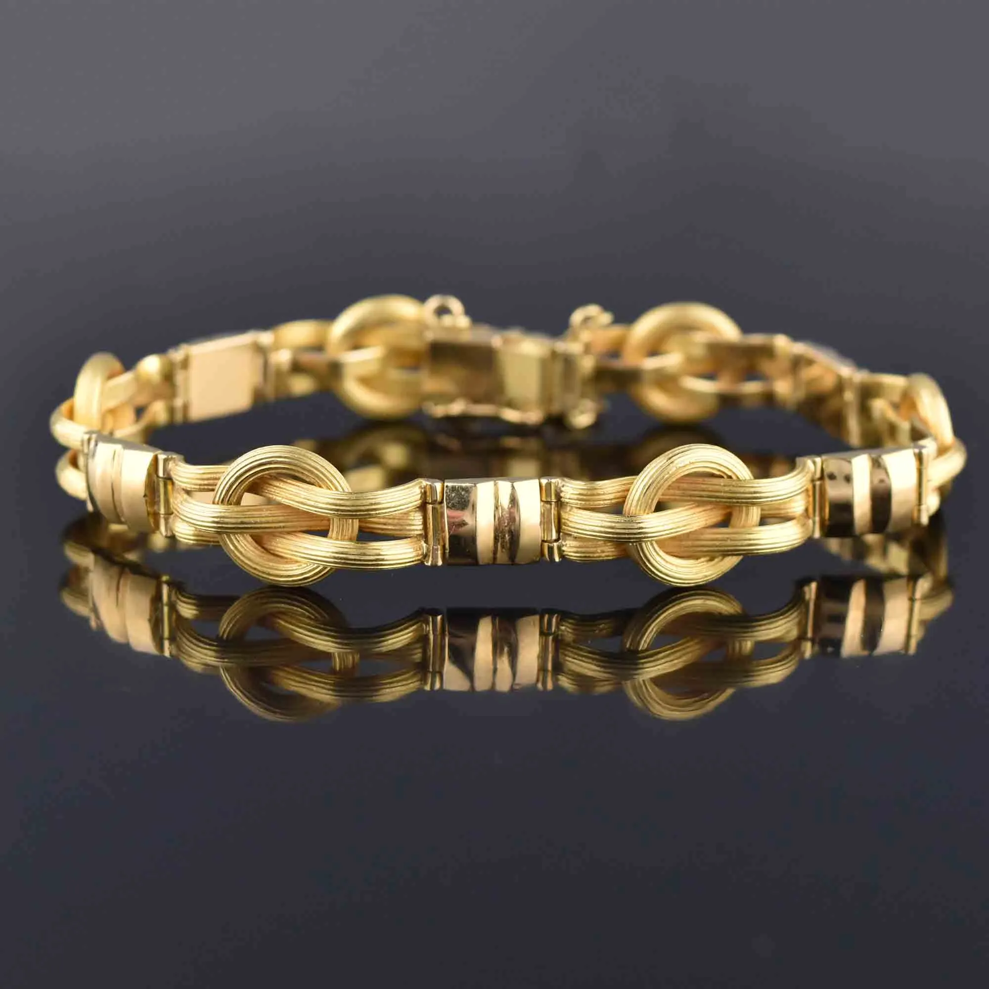 Estate Heavy 18K Gold Love Knot Bracelet